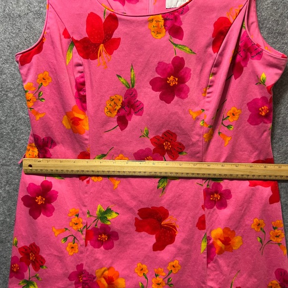 Vintage Y2K‎ Sag Harbor Pink Floral Sleeveless Dress Women's L Petite Fitted 90s - Picture 9 of 9